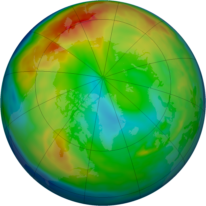 Arctic ozone map for 05 January 2011